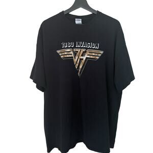Van Halen 1980 Invasion Black T-Shirt Rock Band Gildan Size 2XL